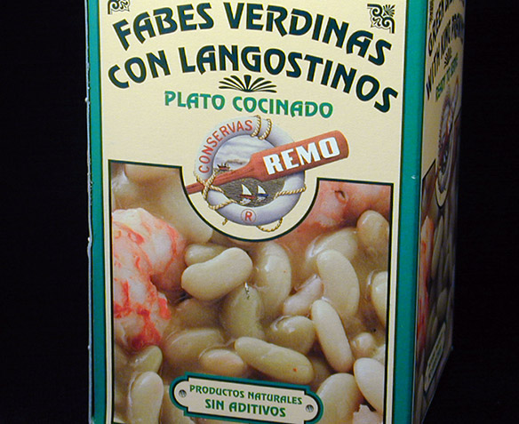 Fabes verdines con langostinos