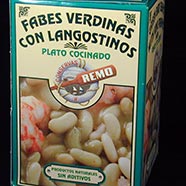 Fabes verdines con langostinos