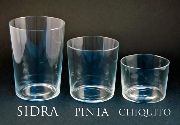 Vasos de sidra, pinta y chiquito